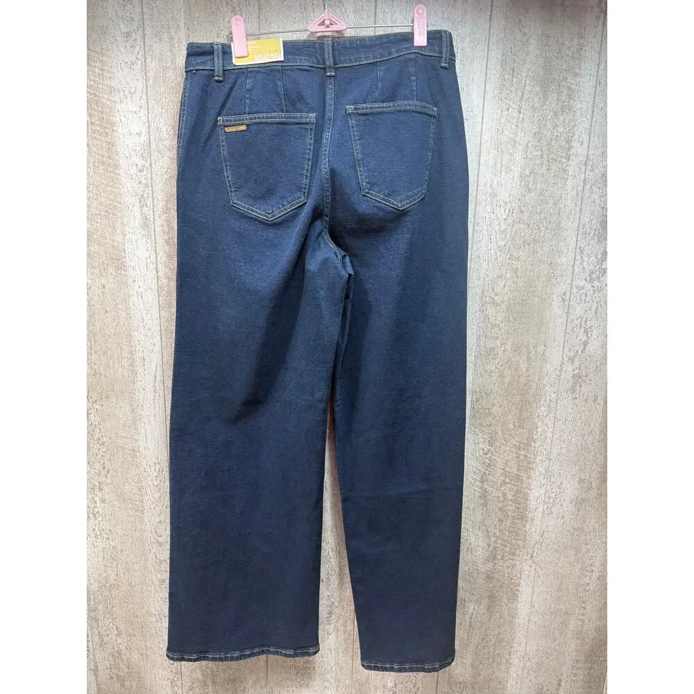 Michael Kors Selma Wide Leg Jeans Women’s 8 Overdyed Indigo Dark Wash NWT $125
